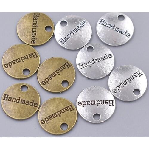 100Pcs/lot 1.4cm Dia Round Shaped Clothes Tag Printed Handmade Letter Garment Labels For DIY Apparel Accessories Supplies