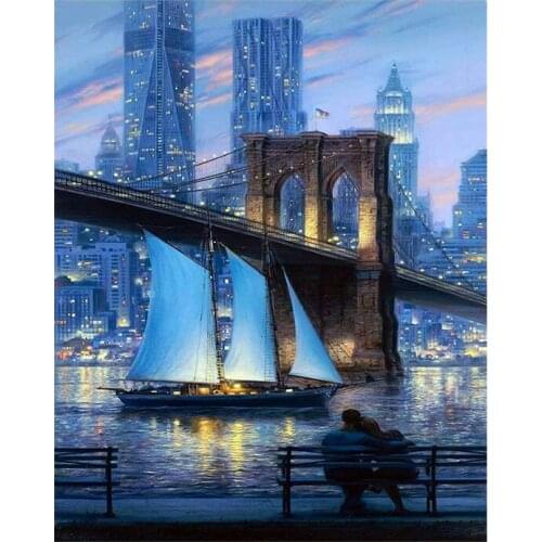 5D Diamond Embroidery Landscape-Bridge-Lover DIY Diamond Painting Cross-Stitch Diamond Mosaic Rhinestones Home decor G419