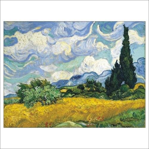 5D DIY full diamond square diamond painting embroidery set Van Gogh wheat field and cypress mosaic T142
