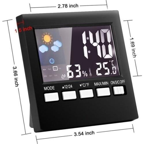 LCD Digital Thermometer Hygrometer Indoor Electronic Temperature Humidity Meter Clock Weather Station SCIE999