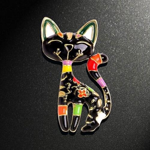 Color enamel cute cat brooch women accessories metal pin brooches decoration