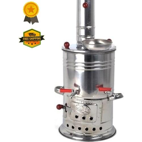 Eminox Wood Coal Double Tap Samovar 34 cm Made in TURKEY - (FREE SHIPPING) Kitchenware - Tea - Teapot - Turkish - Quality