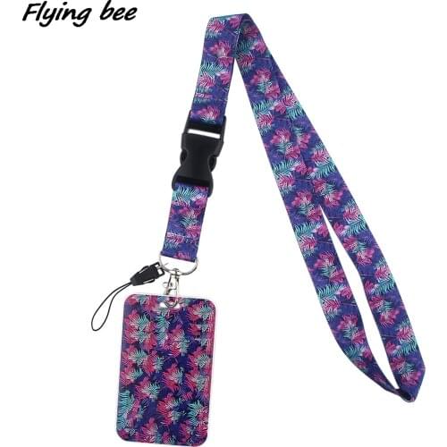 Flyingbee X1691 Leaves Painting Art Fashion Lanyards ID Badge Holder Bus Pass Case Cover Slip Bank Credit Card Holder Strap