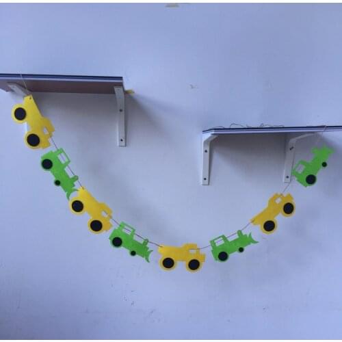 Freeshipping Engineering vehicles Truck 3 Meter Felt Banner Flag Birthday Party Decoration Bunting supply fabric