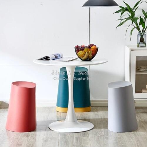 Quality Nordic Plastic Coffee Table Ottoman Living Room Pouf Side Table Bedside Cube-shape Ins Stool Stackable Storage buckets