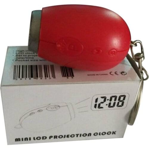 Mini Digital Projection Clock Portable LED Wall Ceiling Time Projection Watch Magic Night Light Electronic Clock key chain decor