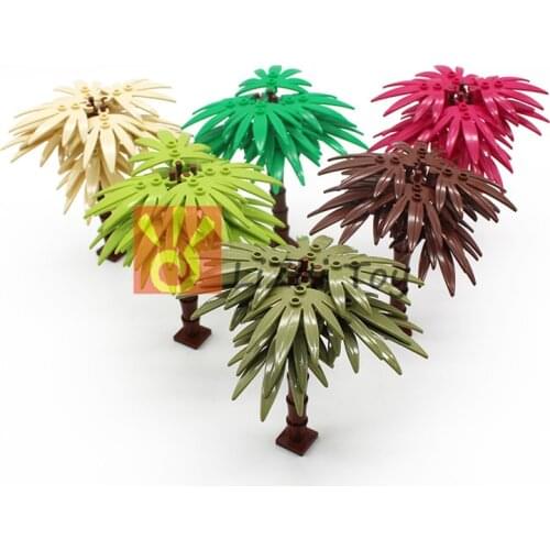 Moc DIY Garden Courtyard Plants Banana Tree Palm Trees Enlighten Building Block Bricks Compatible with Assembles Particles