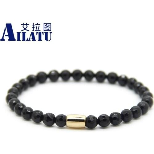 Ailatu 6mm Natural Stone Fashion Tube Bracelet Healing Balance Beads Jewelry with customizable and Drop Shipping Service