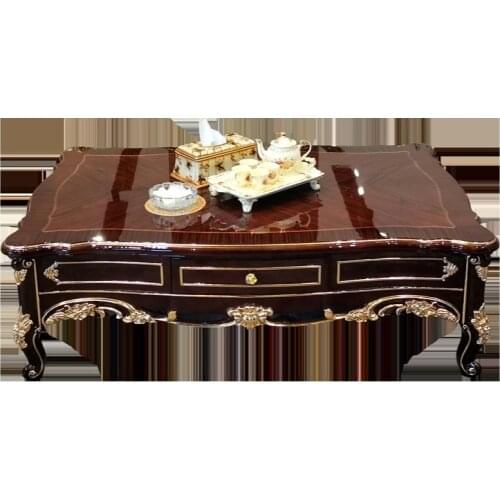 Living room marble coffee table table solid wood tea table set TV cabinet drawer combination home