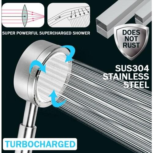 304 Space Aluminum Shower Head Bathroom High Pressure Booster Water Saving Technical Insulation Spray Rainfall Nozzle Fitting