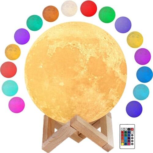 Moon Lamp Night Light 3D Print Moonlight Timeable LED Dimmable Rechargeable Bedside Table Desk Lamp Dropship