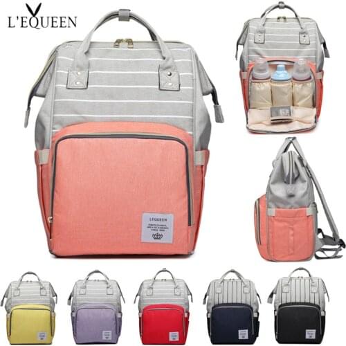 [Lequeen Official Store] Stripe Diaper Bag Nappy Bag Maternidade Nursing Bag Colorful Baby Diaper Backpack