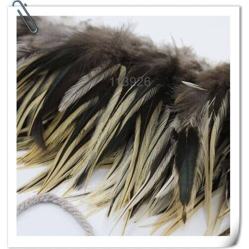 Wholesale 10 bundle natural Rooster feathers 4-6" Chicken Feather Strung Hackle Feather Trims for jewelry accessory diy crafts