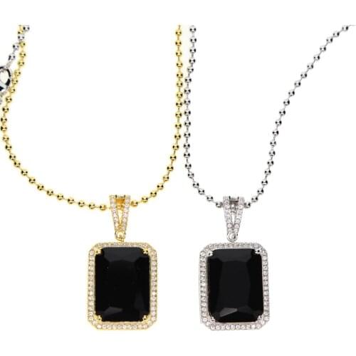 Micro Paved Crystal big stone Pendant Necklace Women/Men Silver Color Fine Jewelry Hiphop Top Quality CZ Christmas Gift