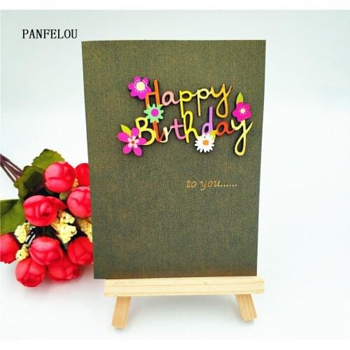 PANFELOU dies cutting dies Happy birthday Birthday card Scrapbooking DIY album cards paper die metal craft stencils punch cuts