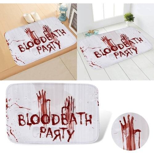 Holiday Decoration Mat Horror Blood Mark Halloween Door Mat Bloody Hand And Foot Print Floor Mat Kitchen Bedroom Door Cushion