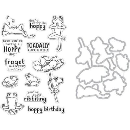 Frog Seal Stamp with Cutting Dies Stencil DIY Scrapbooking Embossing Photo Album Decor Paper Card Craft