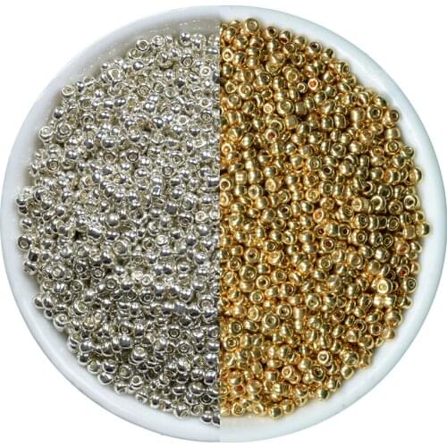 Gold and Silver Color 2mm 1000pcs Crystal Glass Spacer beads, Czech Seed Beads For Jewelry Handmade DIY BLUV02X