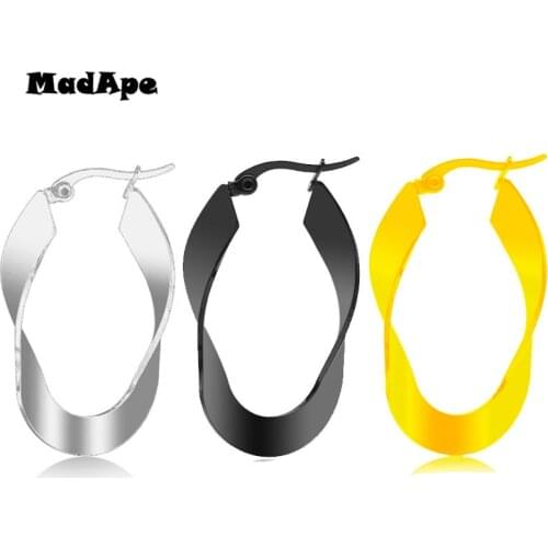 MadApe 3 Color Anti Allergic Stainless Steel Geometric Hoop Earrings For Women Fashion Jewelry Big Hoop Earrings Brincos Bijoux