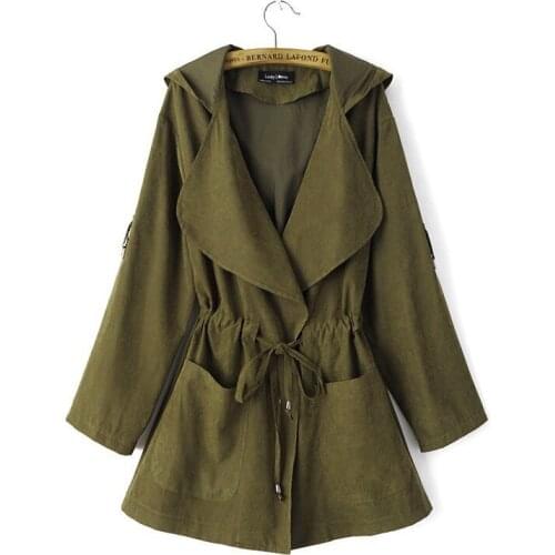 2019 Autumn Winter Trench Coat Women Casual Loose Long Coat Outerwear Green Trench Ladies Coats Plus Size Female-coat Vestidos