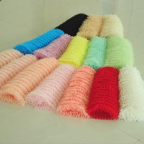 0.5M Pink Yellow Blue White Black Mesh Ruffle Lace Trims Decoration Romantic Lace for Baby Skirt Doll Dress Fabric 80CM Wide