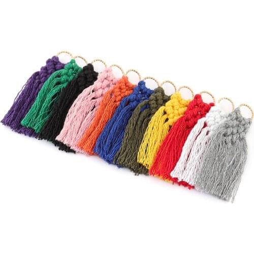 1Pair 8cm Knot Tassel Brush Pendant for DIY Dangle Earrings Jewelry Making Metal Ring Silk Satin Tassel Handmade Crafts Findings