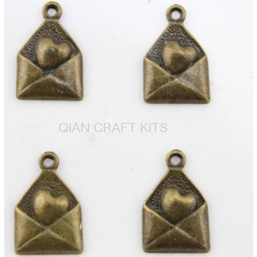 15pcs heart from envelope antique bronze love zinc alloy pendant, charm, drops for diy 12X18mm lead and nickle free