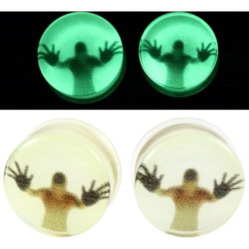 2Pcs Piercing Glow In Dark Acrylic Ear Plugs Tunnel Flesh Expander Plugs Tragus Cartilage Oreja Tunnels Piercing Body Jewelry