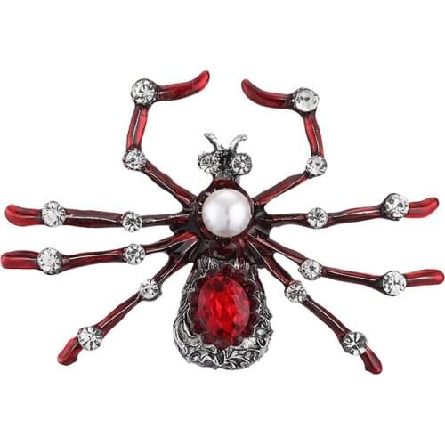 20pcs/lot Free Shipping Red Enamel Animal Spider Brooch