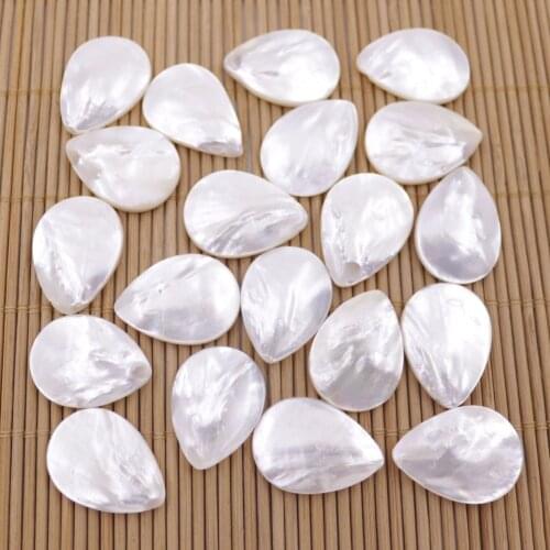 30PCS 19mmX25mm Teardrop Shell Top Hole White Sea Mother of Pearl Jewelry Making
