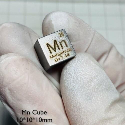 99.7% Pure Manganese Mn10mm Cube Carved Element Periodic Table