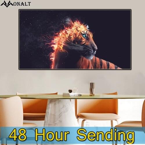 Canvas Print Tiger in flames Abstract Animal Poster Simple Modern Hoom Decor Living Room Wall Art Picture HD Decorative Painting