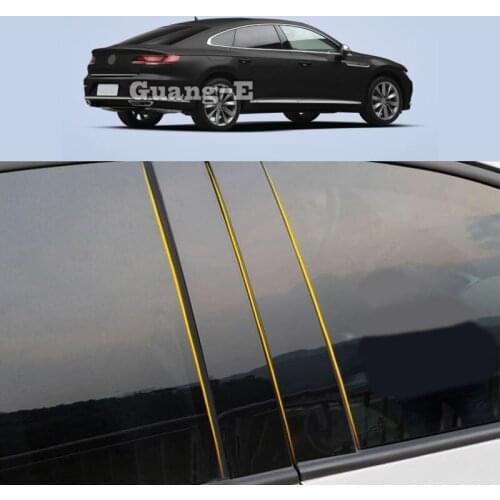 Car PC Material Pillar Post Cover Door Trim Window Piano Black Molding Sticker Plate For VW Volkswagen VW CC 2019 2020 2021 2022