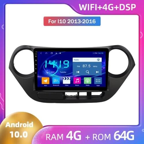 Hot For Hyundai I10 2013 2014 2015 2016 Android 10 Large Screen Machine Car Multimedia GPS Navigation 4G+64G Car Video Player
