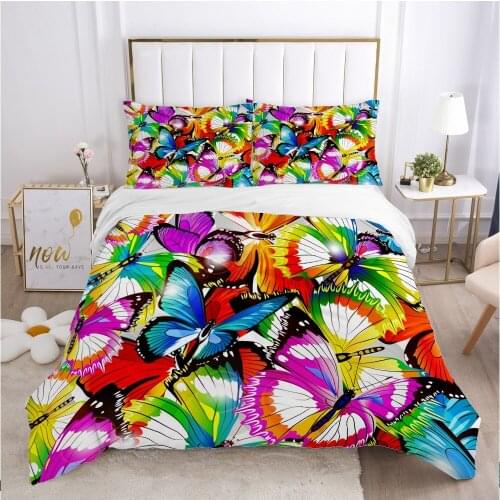 Butterfly bedding set Queen King Full Double Duvet cover set pillow case Bed linens Quilt cover 240x220 200x200 orange