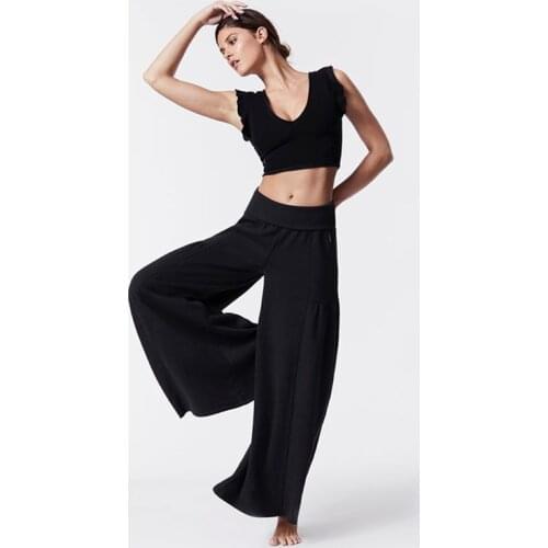 Dance pants women black lyrical pants boot cut yoga pants sports trousers hip hop harem pants middle waist loose bottom