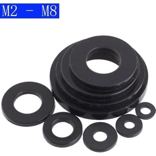 M2 M2.5 M3 M4 M5 M6 M8 Black Nylon Plastic Flat Washers Fit Metric Bolts Screws DIN 125