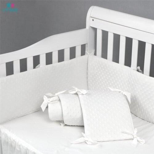 Cotton Soft Dot Baby Bed Bumpers Newbron Baby Crib Liner Pad White Puff for Baby Girls Boys Safe Bumper Guards Crib Rail Padding