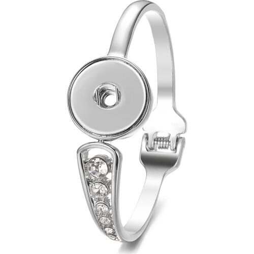 10pcs/lot Wholesale Ginger Snap Bracelet Bangles with Rhinestone Exchange Jewelry fit 18mm Snap Buttons NN-742*10