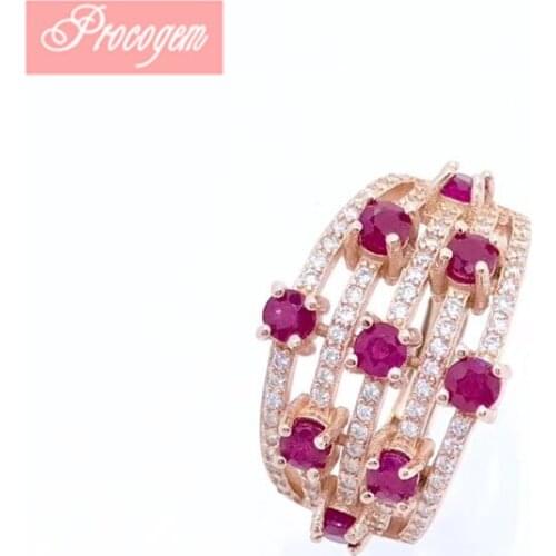 Natural Ruby ring 3mmx9pcs Luxurious Genuine Gemstone female Ring 925 Sterling silver Party fine Jewelry Free Shipping #1050