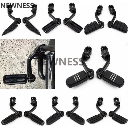 Universal 1 1/4" 32mm Long Angled Highway Engine Guard Foot Peg Footpegs Pegs For Harley Road King Street Glide Suzuki Yamaha