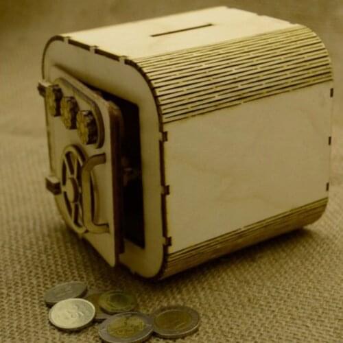 Encrypted Piggy Bank With Wooden Case Design For Kid&Adult Atm Password Paper Money Piggy Bank Coin Organizer Home Decoration