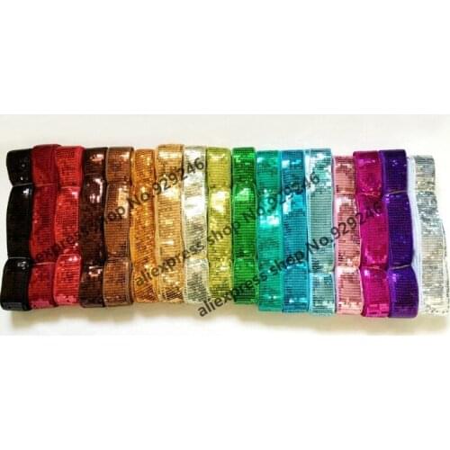 2yards/lot 4cm red brown sequined lace fabric yard trimmings 9 rows of sequins lace gold garment accessory costume decoration