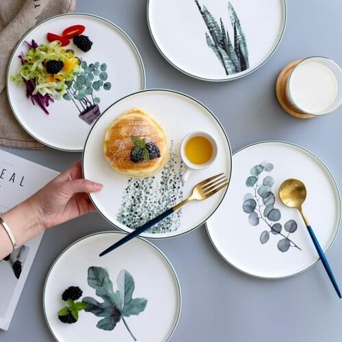 Small Fresh Nine Inch Ceramic Dish Domestic Creative Fruit Western Steak Dessert Breakfast