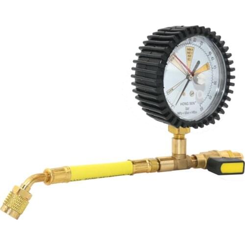 1/4 NPT Air Conditioning Pressure Gauge Refrigeration Pressure Mater Nitrogen Pressure Maintaining Tester Tool -1 to 60Bar