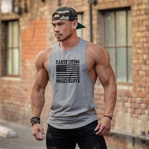Running Tank Top Men Workout Vest Cotton Gym Clothing Bodybuilding Stringer Tanktop Men Fitness mens Sleeveless Singlets Shirt