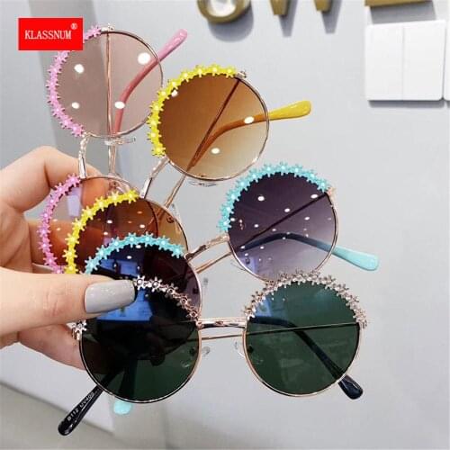 Fashion Flower Kids Sunglasses Polarized Metal Frame Sun Glasses Girls Boys Childrens Mirror Baby Eyeglasses UV400 Summer Beach
