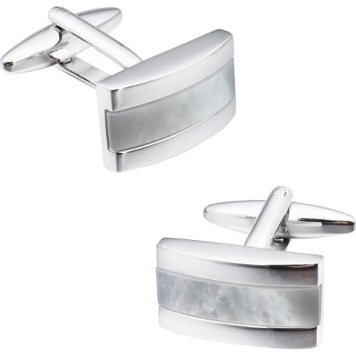 HAWSONl Fashion Cufflinks for Men Wedding French Dress Mother of Pearl Cuff Links Simple Mens Accessories with Box