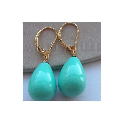 Natural 12x16mm Green Drip Shell Pearl Earrings #f1658!>Lovely Fine Nobility Ladys Womens Earrings