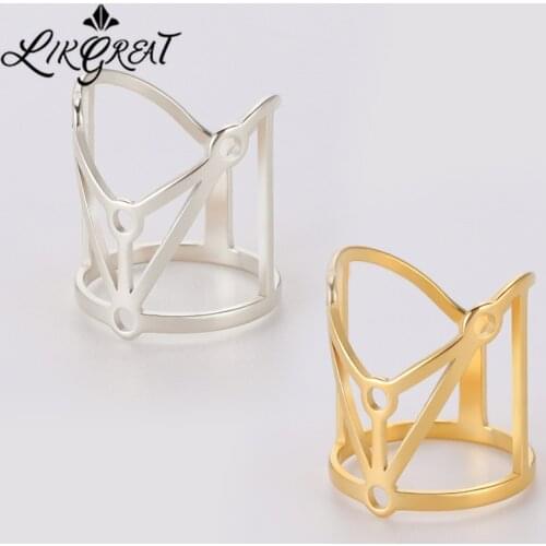 Stainless Steel Shibari Harness Knot Women Men Ring Gold Silver Color Witchcraft Aesthetic Gothic Wedding Couple Rings Jewelry